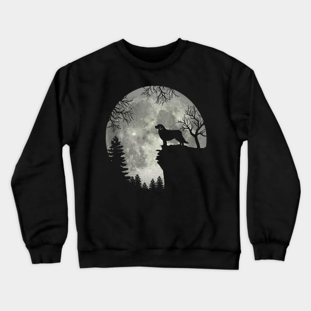 Great Pyrenees Dog And Moon Scary Halloween Crewneck Sweatshirt by Vintage White Rose Bouquets